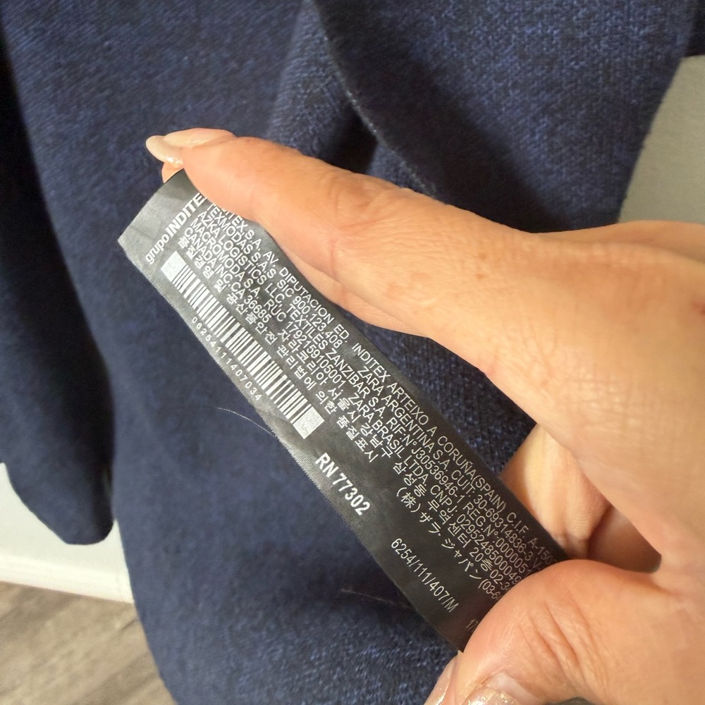 ZARA Knit Navy Blue Open Front Cardigan Blazer | Thick Cozy Layer | Size M - Picture 6 of 10
